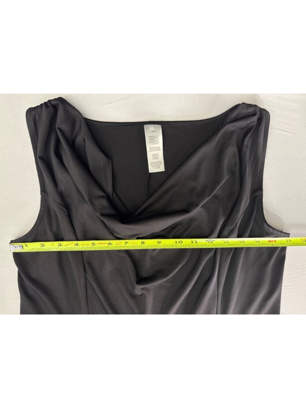 Women's Black Sleeveless Flattering Cowl Neck Midi Dress Self Tie Belt Size M - Picture 13 of 16